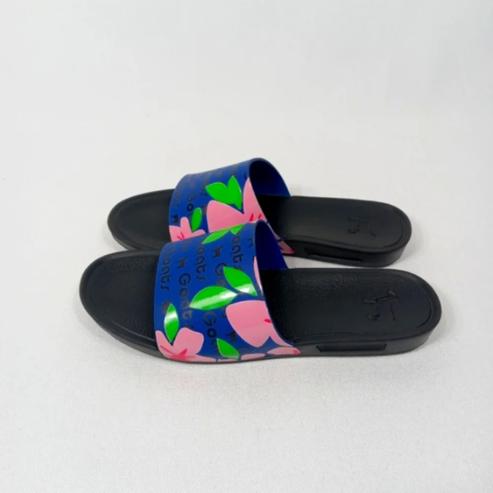 GOAT Colorful Kids Sandal Slides Blue Pink Green Floral Size 4